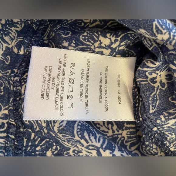 Maeve Anthropologie Button Down Women’s Navy Blue Floral Dress Shirt Small - Picture 10 of 10